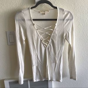 Urban outfitters lace up cozy top